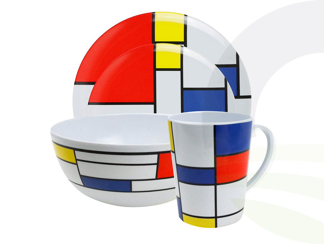 Leisurewize 16pce De Stijl Melamine Set (Colour: De Stijl)