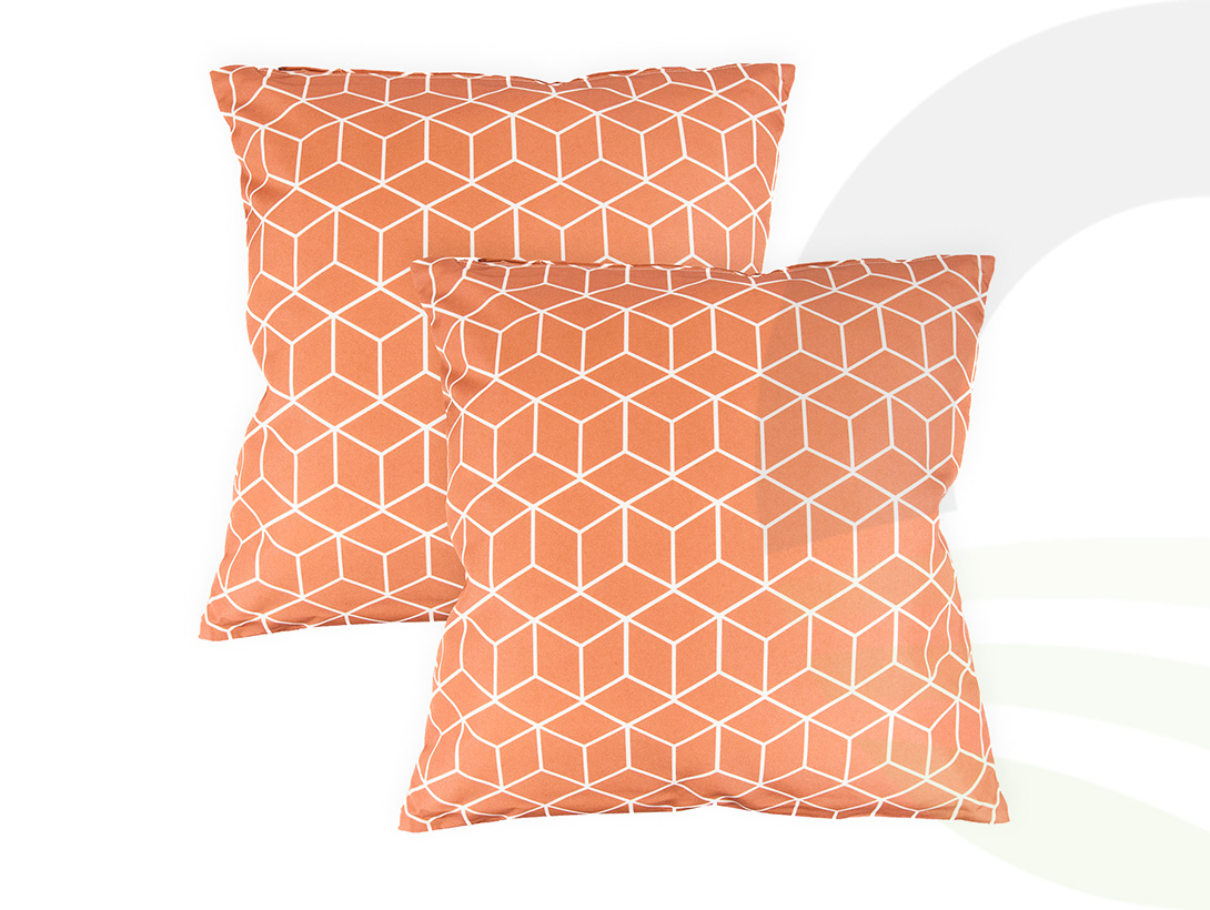 Orange Cube Outdoor Cushions - Pair