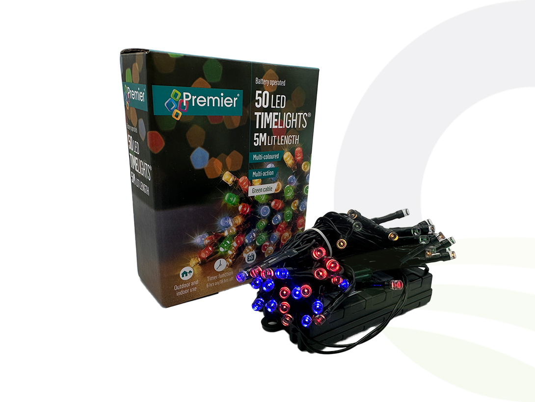 Premier 50 Led Lights With Timer - Multi