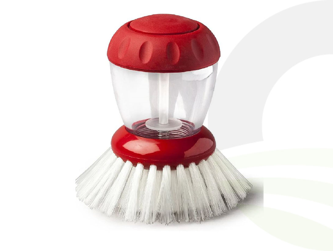 Dish Brush With Dispenser RED (Colour: Red)