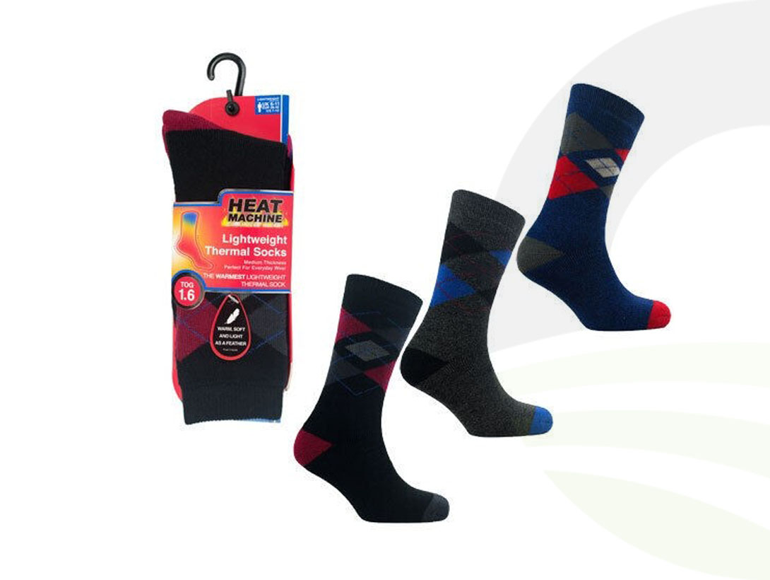 Mens Lightweight Thermal Argyle Socks